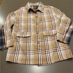 SHEIN Mixed Plaid Lightweight Jacket Sz S